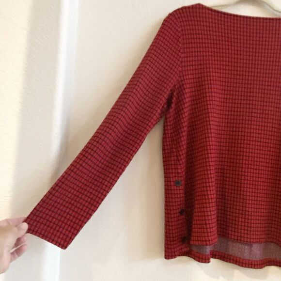J.JILL Ponte Knit Red Black Check Long Sleeve Tunic Knit Top - Size M Holiday‎ - Picture 10 of 12